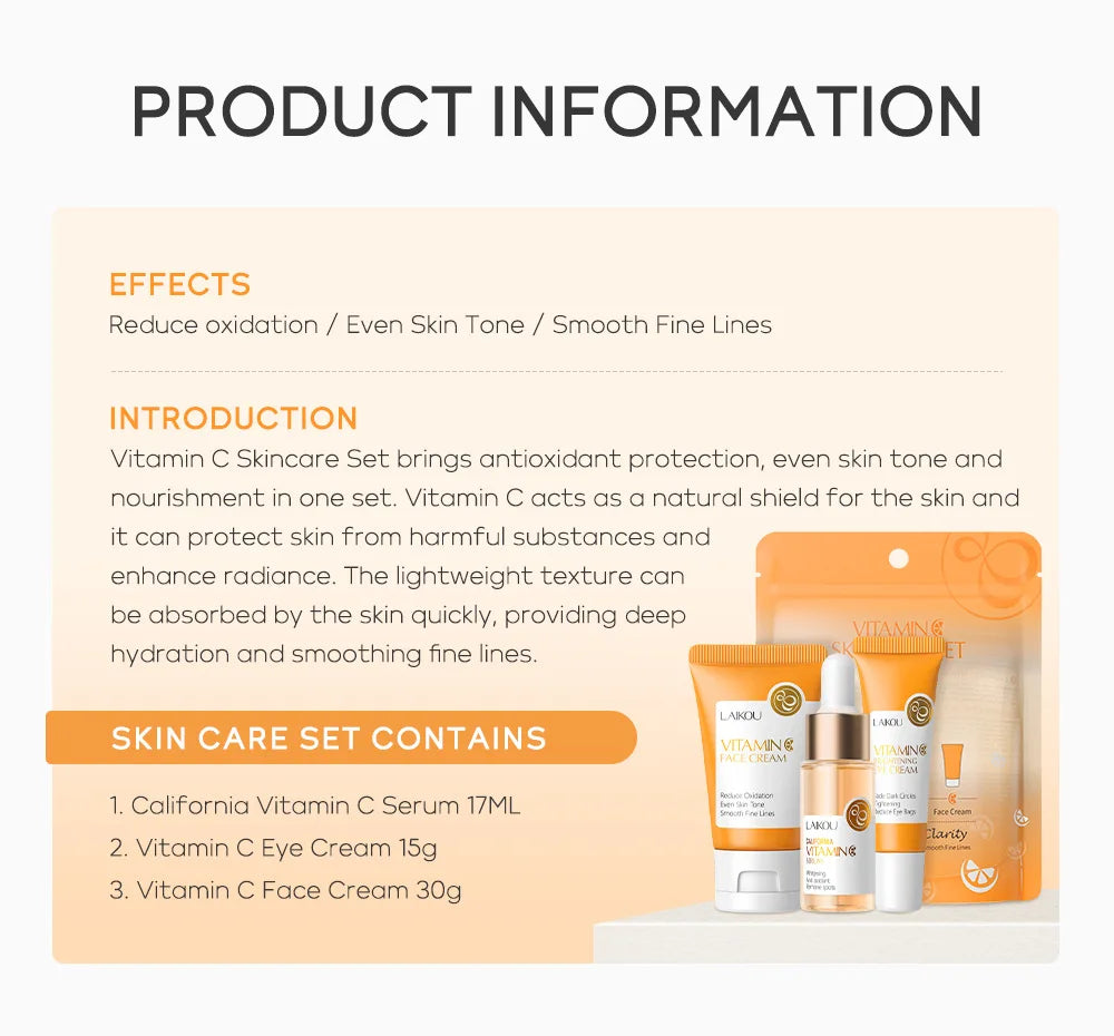 LAIKOU Vitamin C Luxury Skincare Collection — 3-Piece Brightening Set