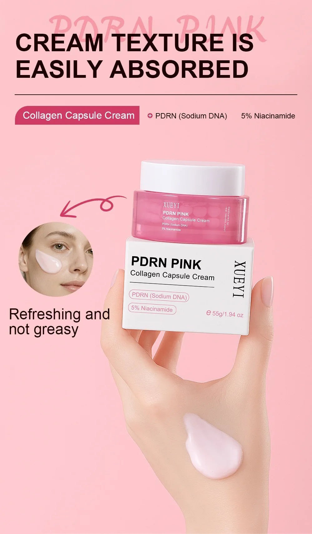 Korean PDRN Collagen Capsule Cream — Niacinamide Brightening Moisturiser